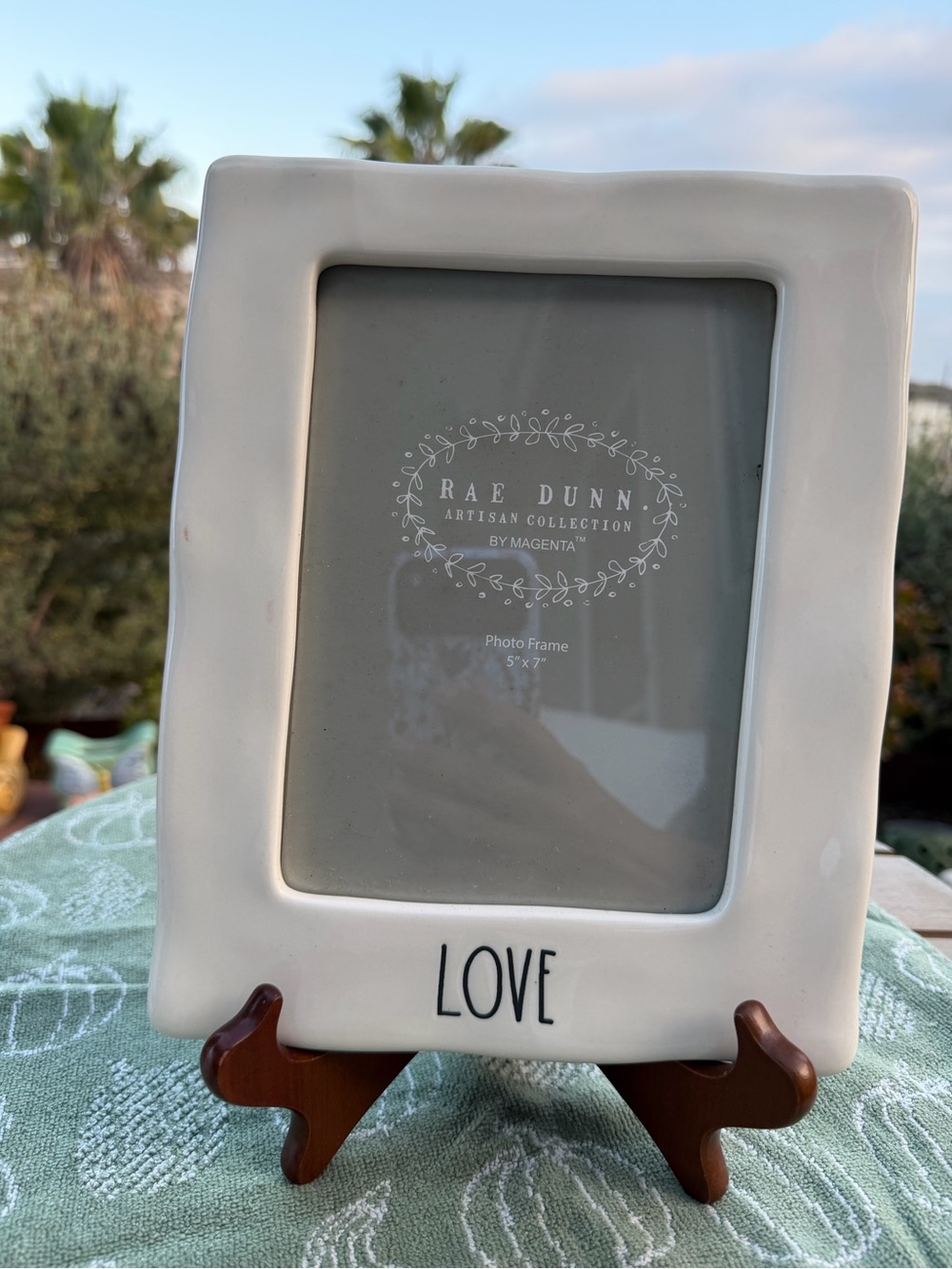 Rae Dunn White Ceramic Photo Frame with LOVE Script